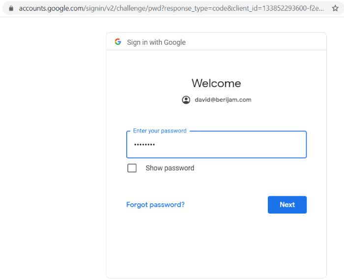 sign-in bigquery-password