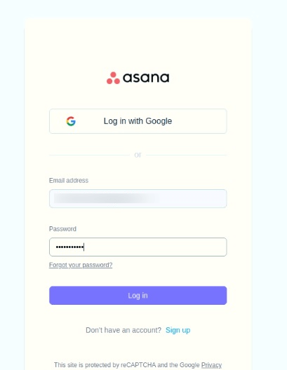 Sign in Asana