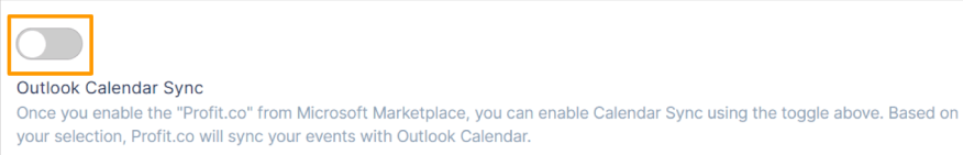 Enable the toggle for Outlook Calendar Sync