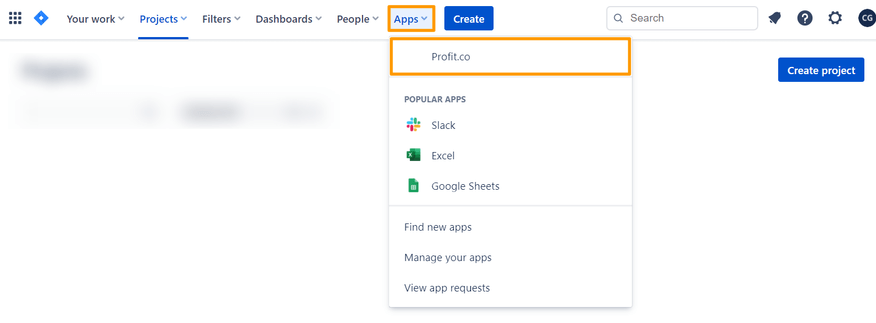 Jira Software Menu