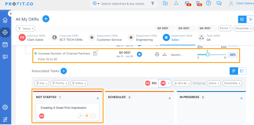 Task Associated with Key Result