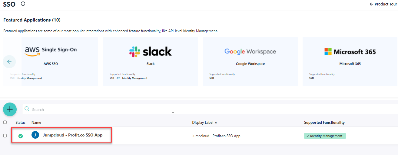JumpCloud Profit.co SSO App