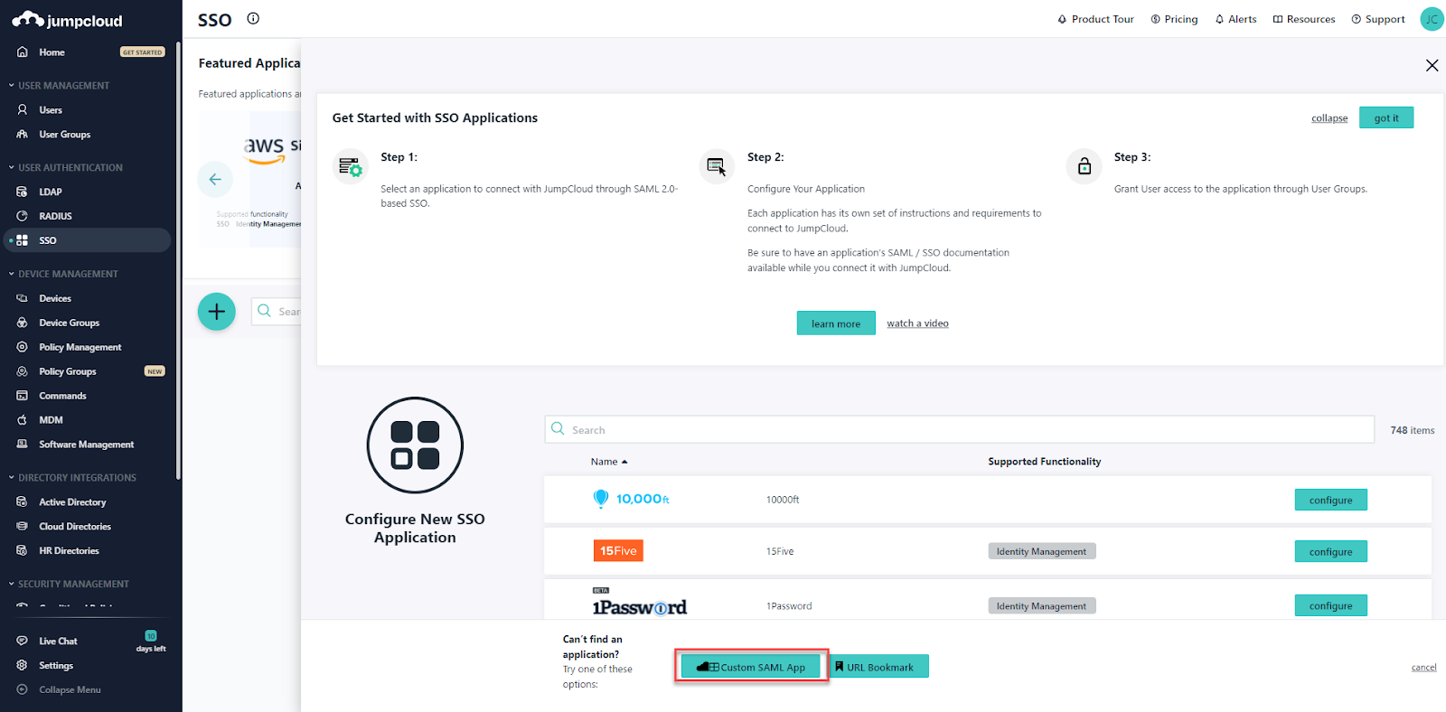 Jumpcloud Custom SAML App