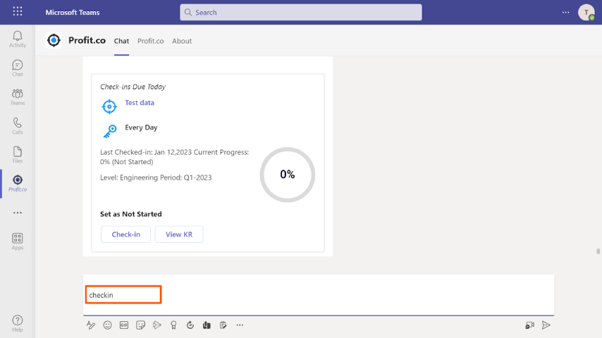 Check-in Profit.co in Ms Team