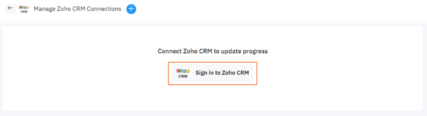Connect Zoho CRM Update Progress