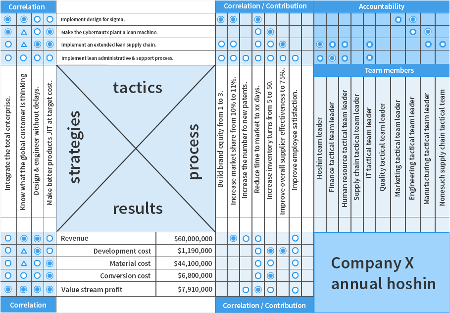 Hoshin technique implementation design structure for X company.