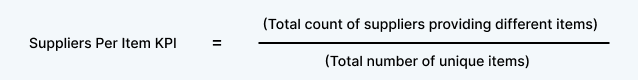 Suppliers per item KPI formula