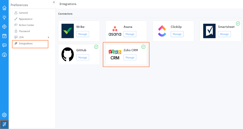 Zoho CRM Connection