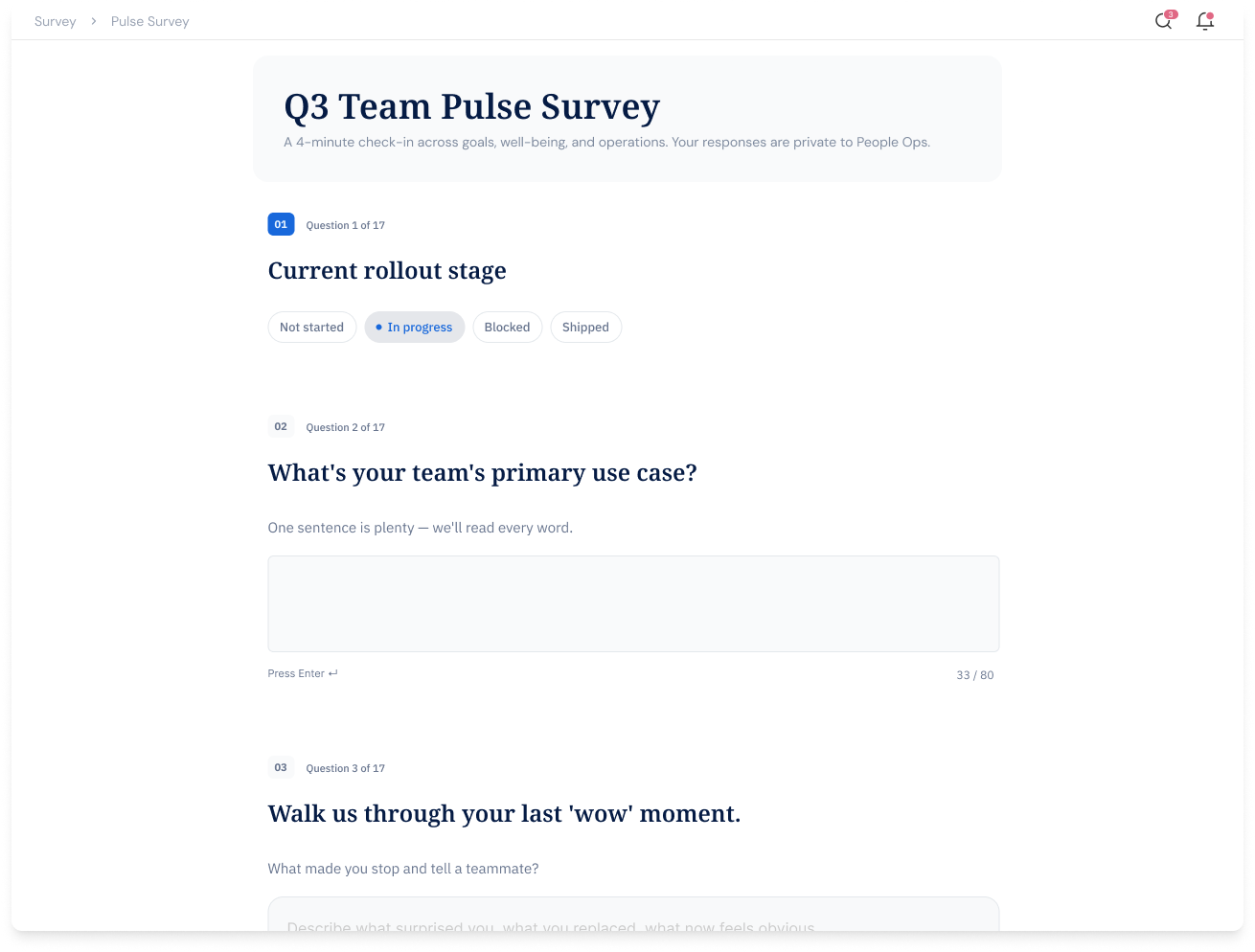 Profit.co Q3 team pulse survey form