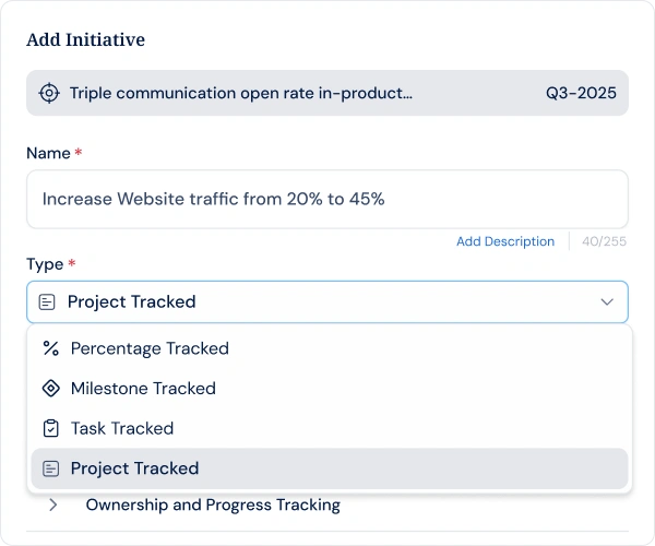 Choose how each Key Result tracks project work