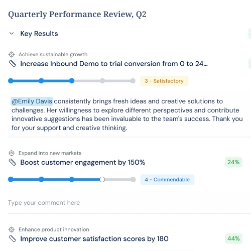 Celebrate goal progress directly inside your OKRs