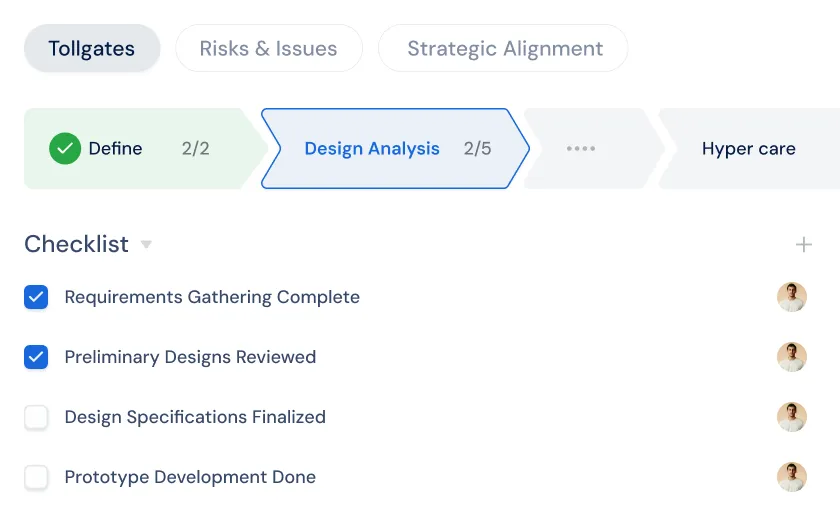 Stop a Phase From Advancing Too Early - 7-stage pipeline progress bar with locked checklist and pending approval sequence