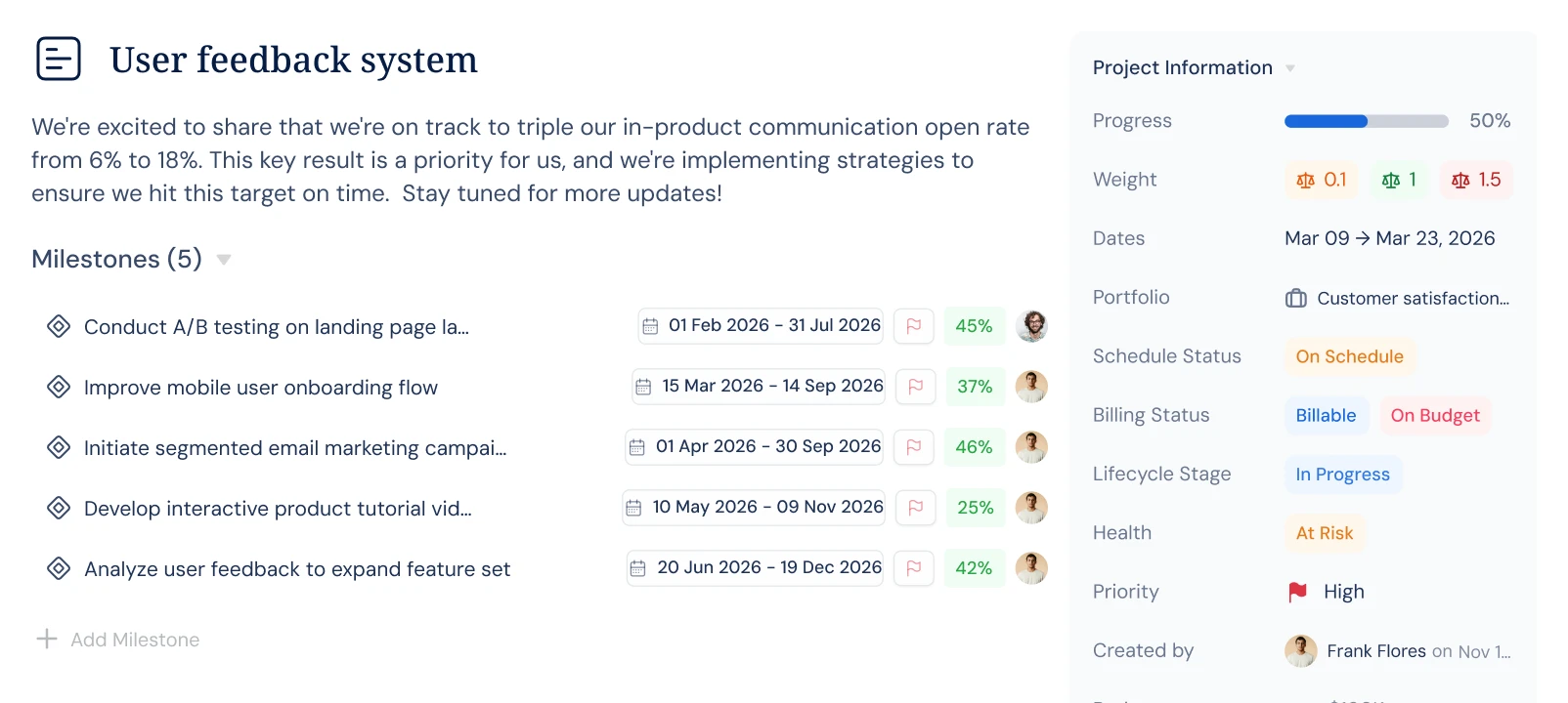 Project timesheets view