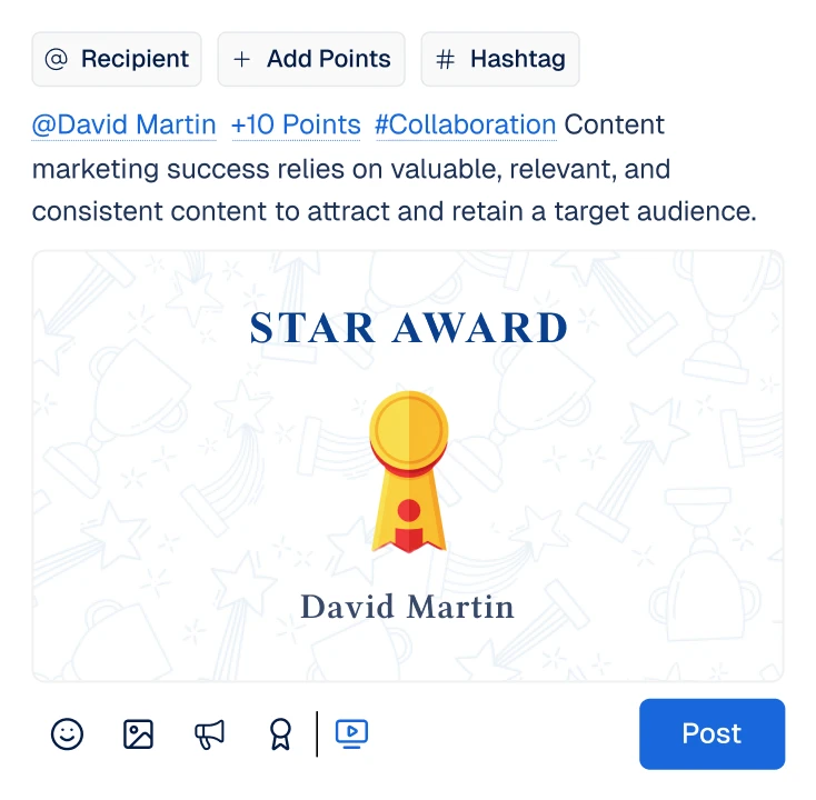 Employee recognition screen