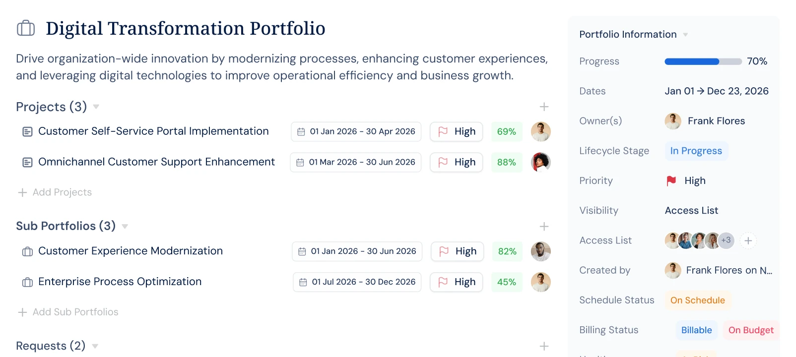 Project portfolio view