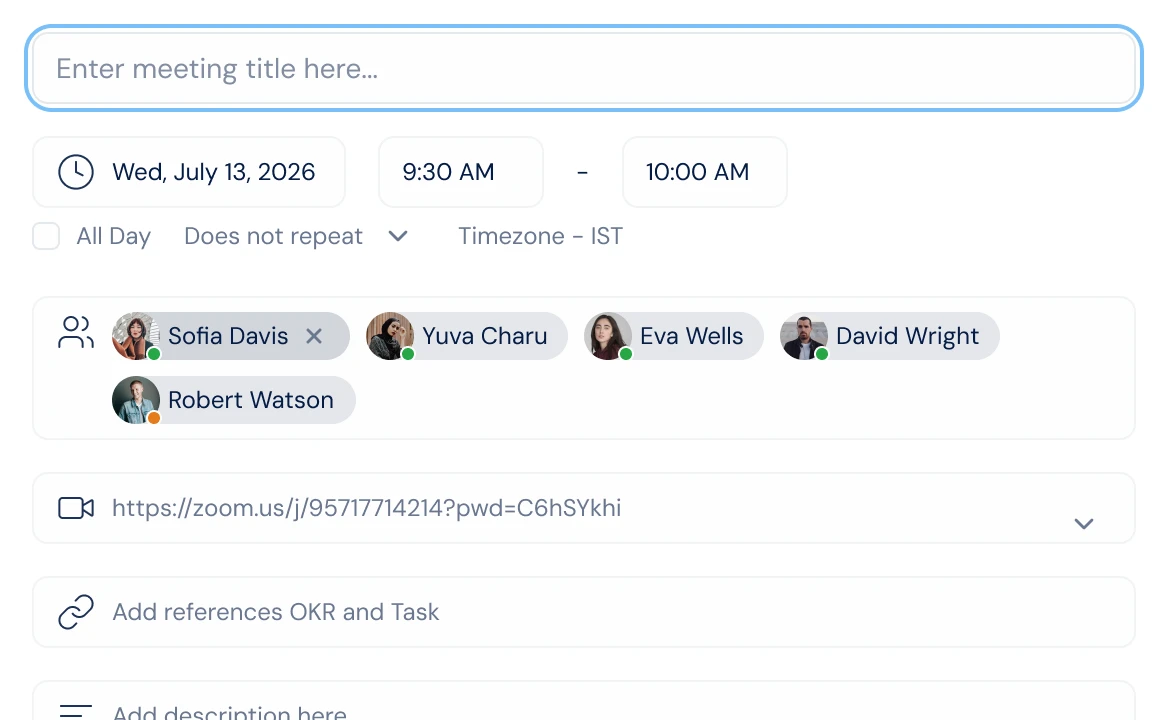 Meetings and 1:1s screen