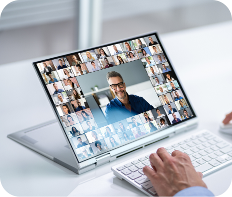 Live webinar on a laptop