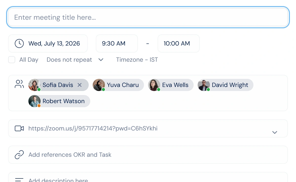 Meetings and 1:1s screen