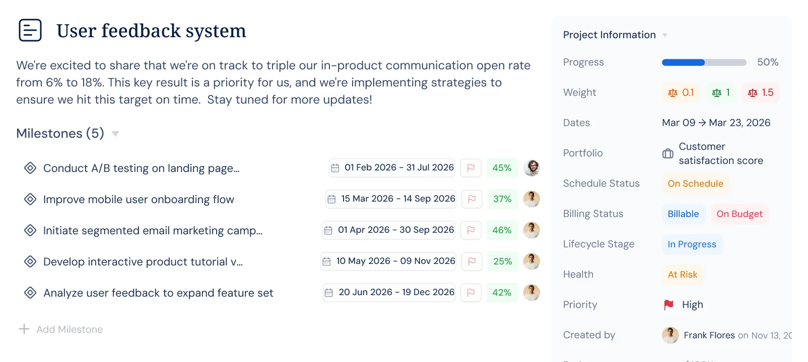 Project timesheets view