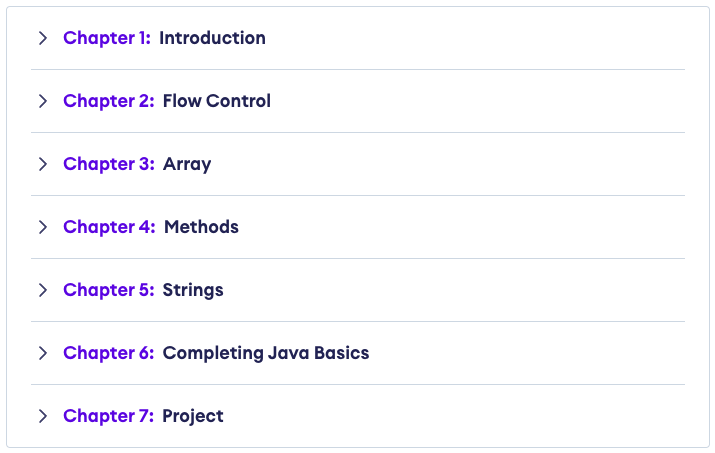 Learn Java Basics Course Syllabus