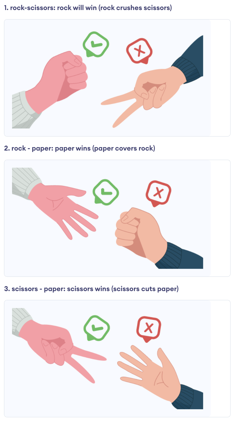 Rules of Rock Paper Scissors game