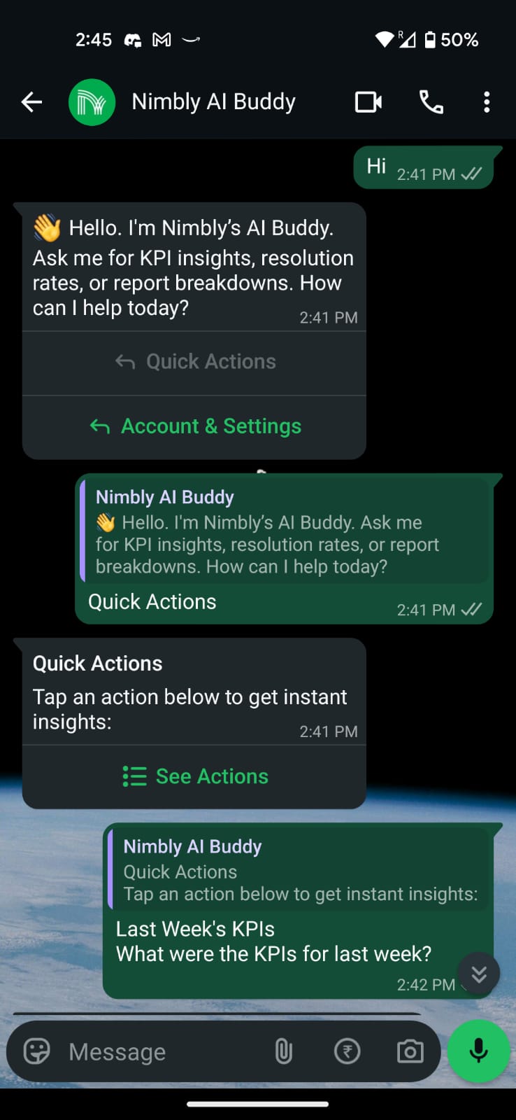 Selecting Quick Action