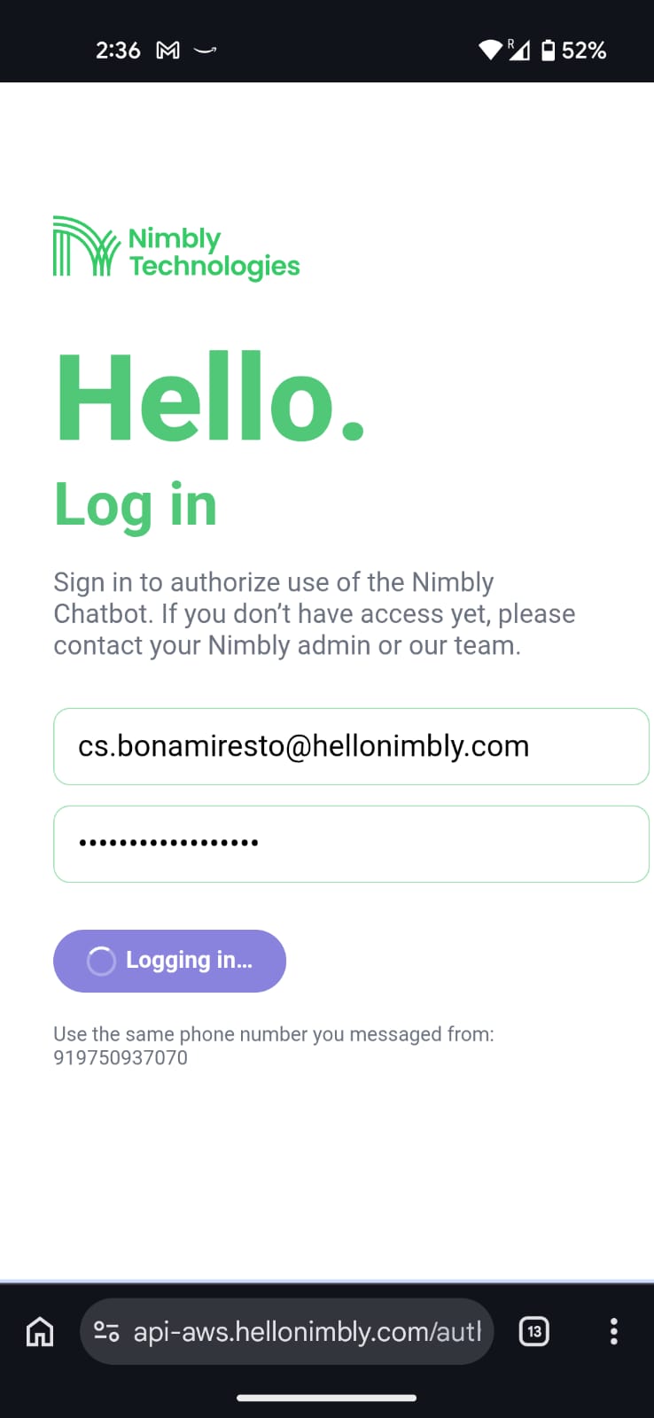 Entering Credentials