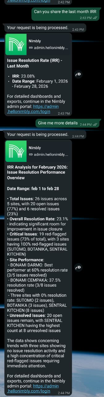 IRR Query and Follow-Up Response