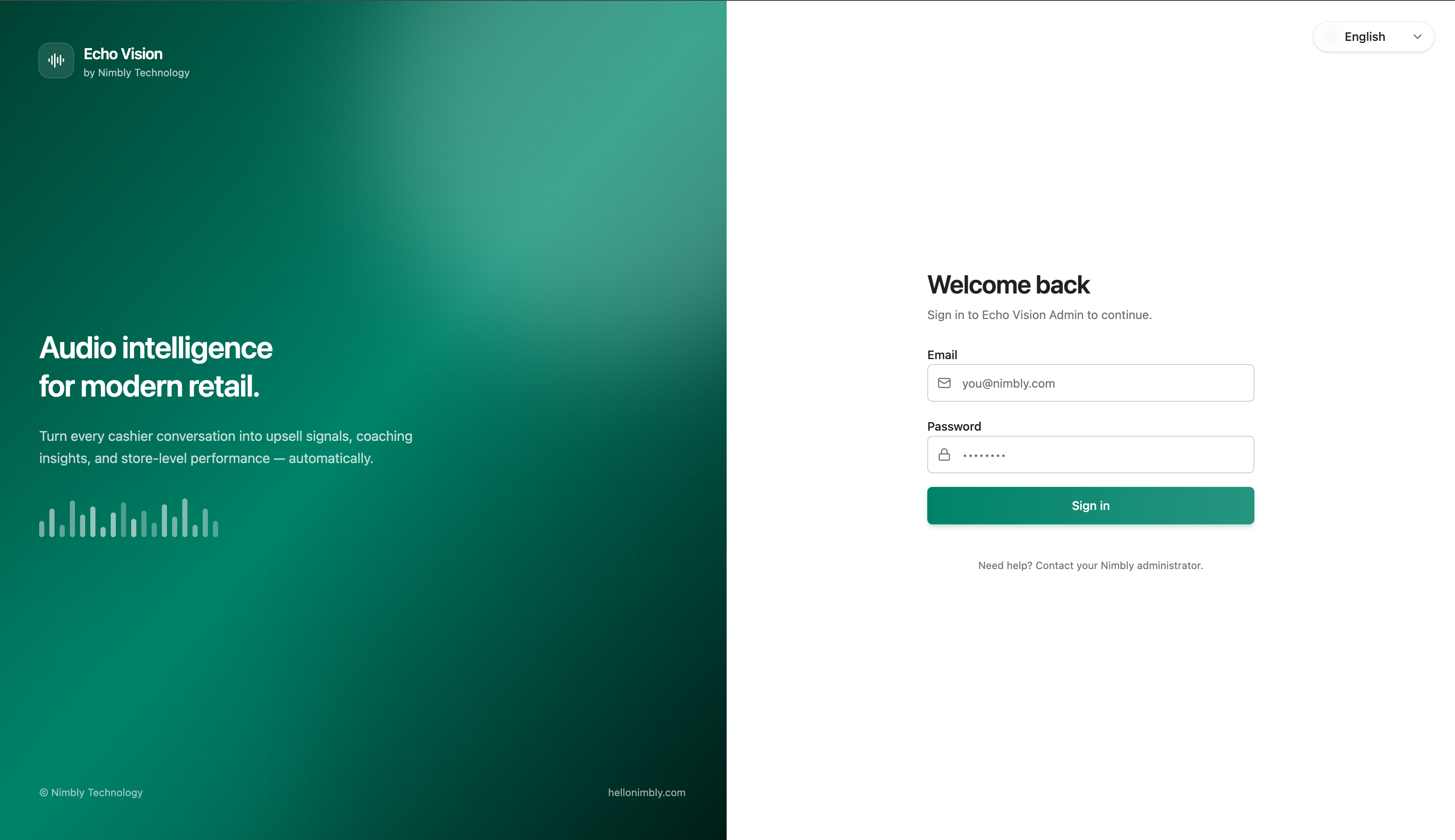 Admin login page