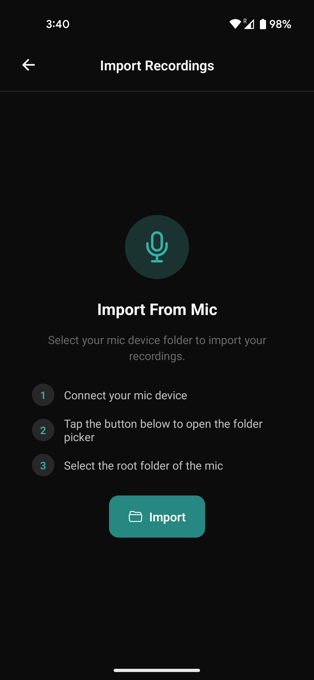 Import page