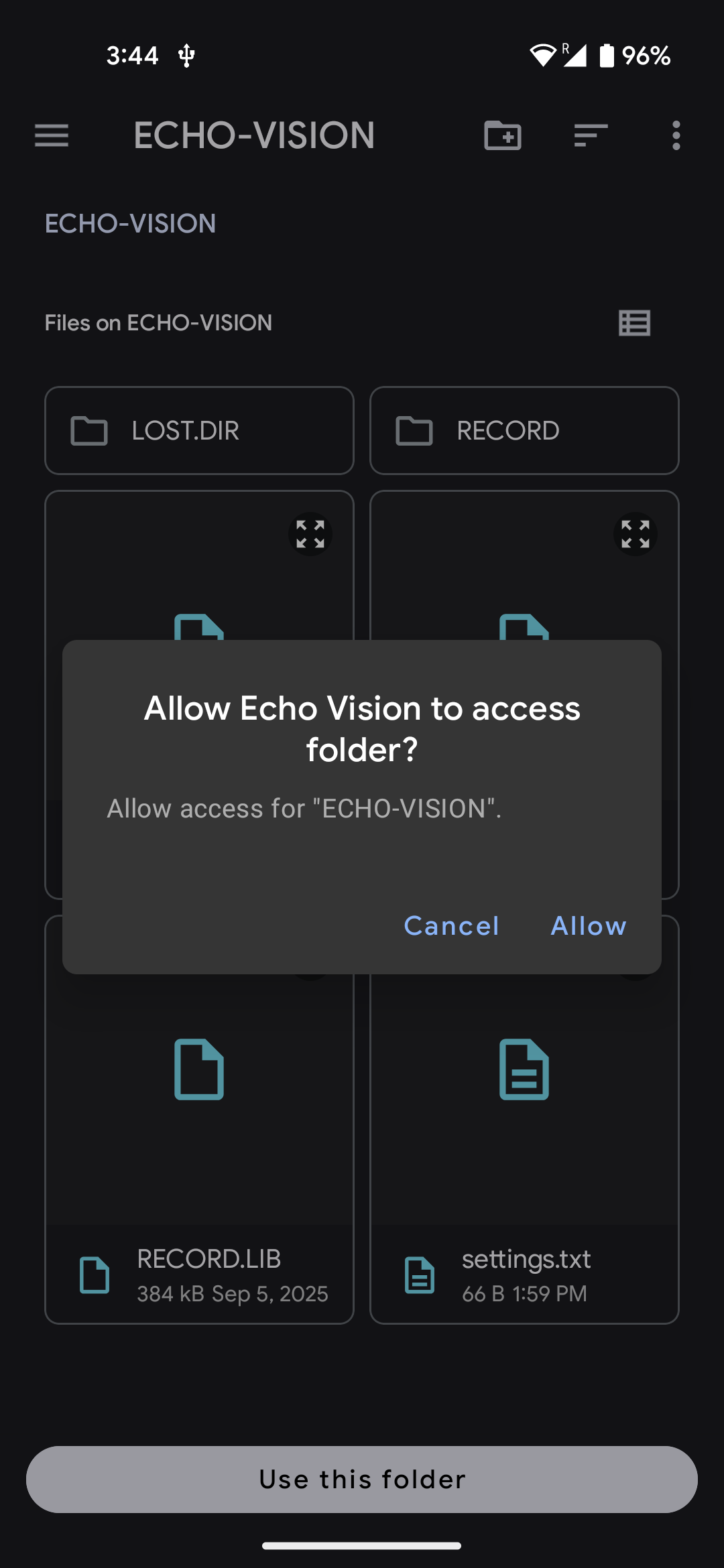 Select Echo Vision folder