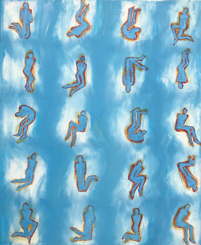 Contemporary figurative painting 'Swimming-Falling' by Jolanta Johnsson