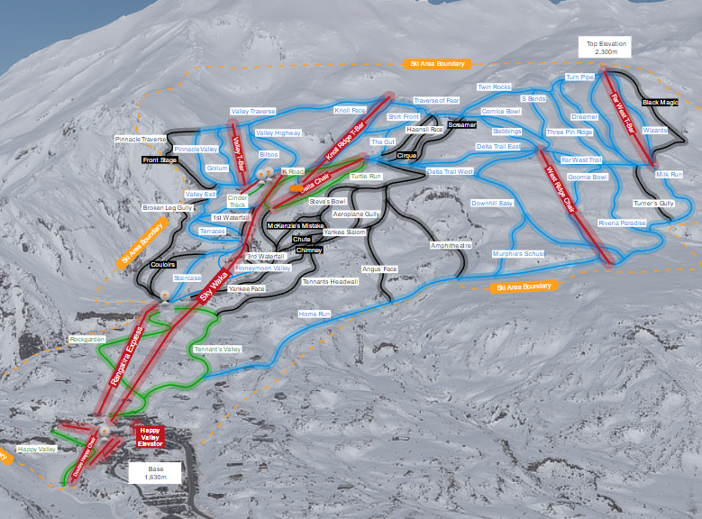 Whakapapa trails map