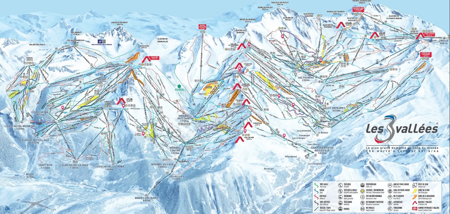 3 Vallèes Ski Trail Map