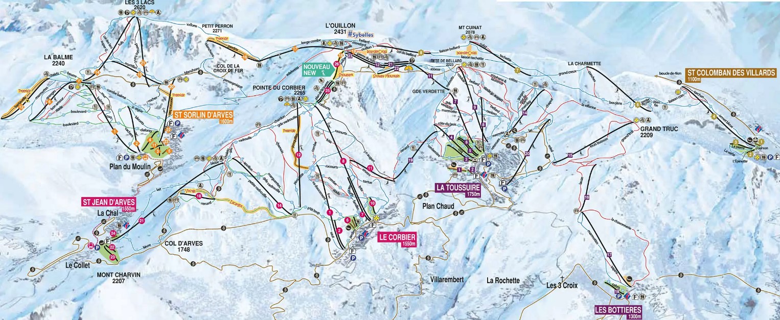 Les Sybelles France Trail Map