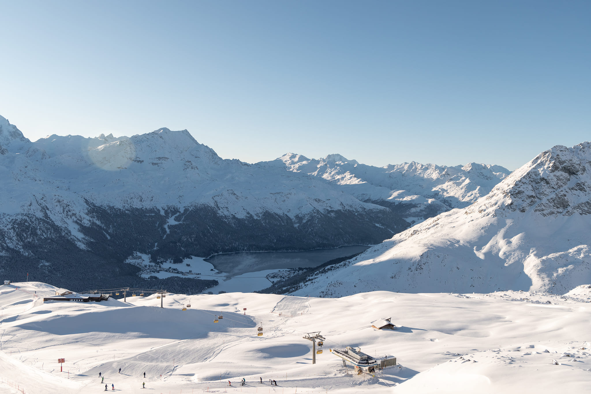 St. Moritz – Corviglia Snowy mountain Ski resort in Switzerland