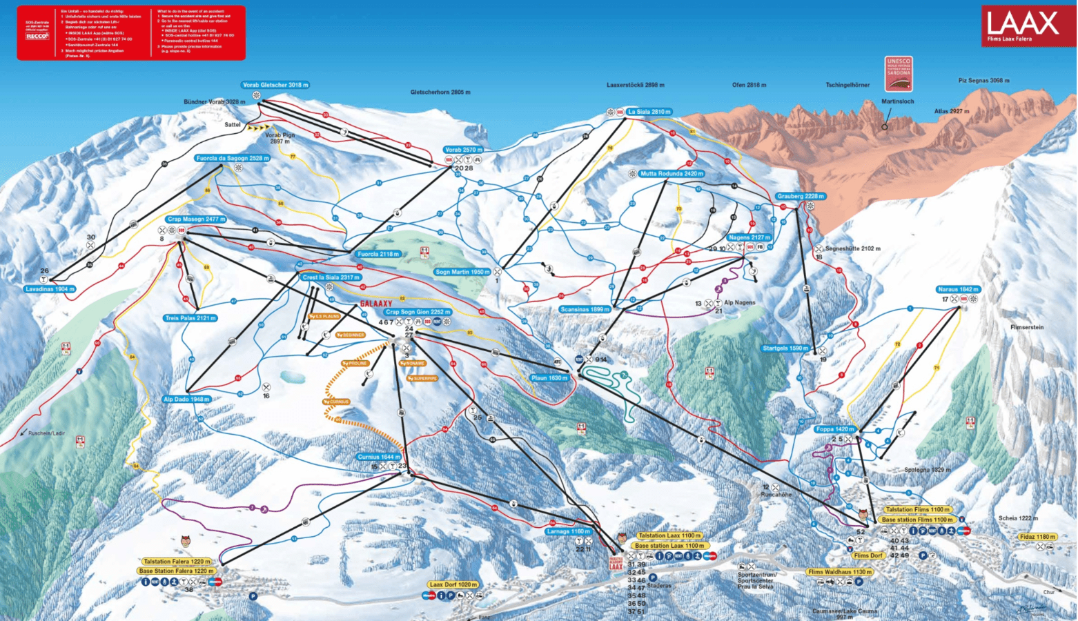 Laax Flims Falera Trail Map