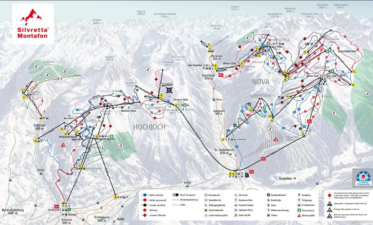 Silvretta Montafon Ski Resort Austria Trail Map