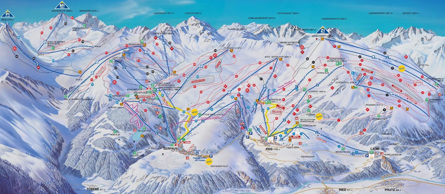 Serfaus Fiss Ladis Ski Resort Austria -Trail Map