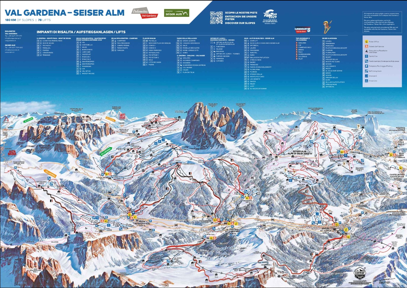 Dolomites Val Gardena South Tyrol / Italy Trail Map