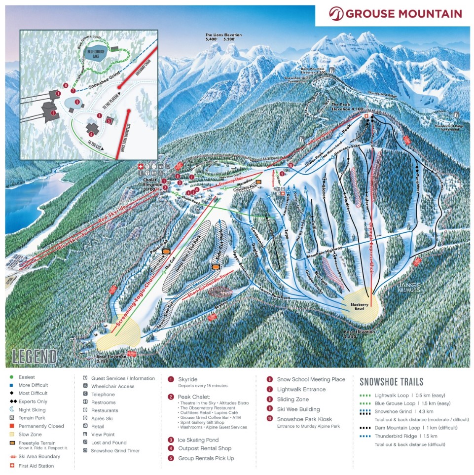 Trail Map Grouse Mountain Ski Resort British Columbia Canada