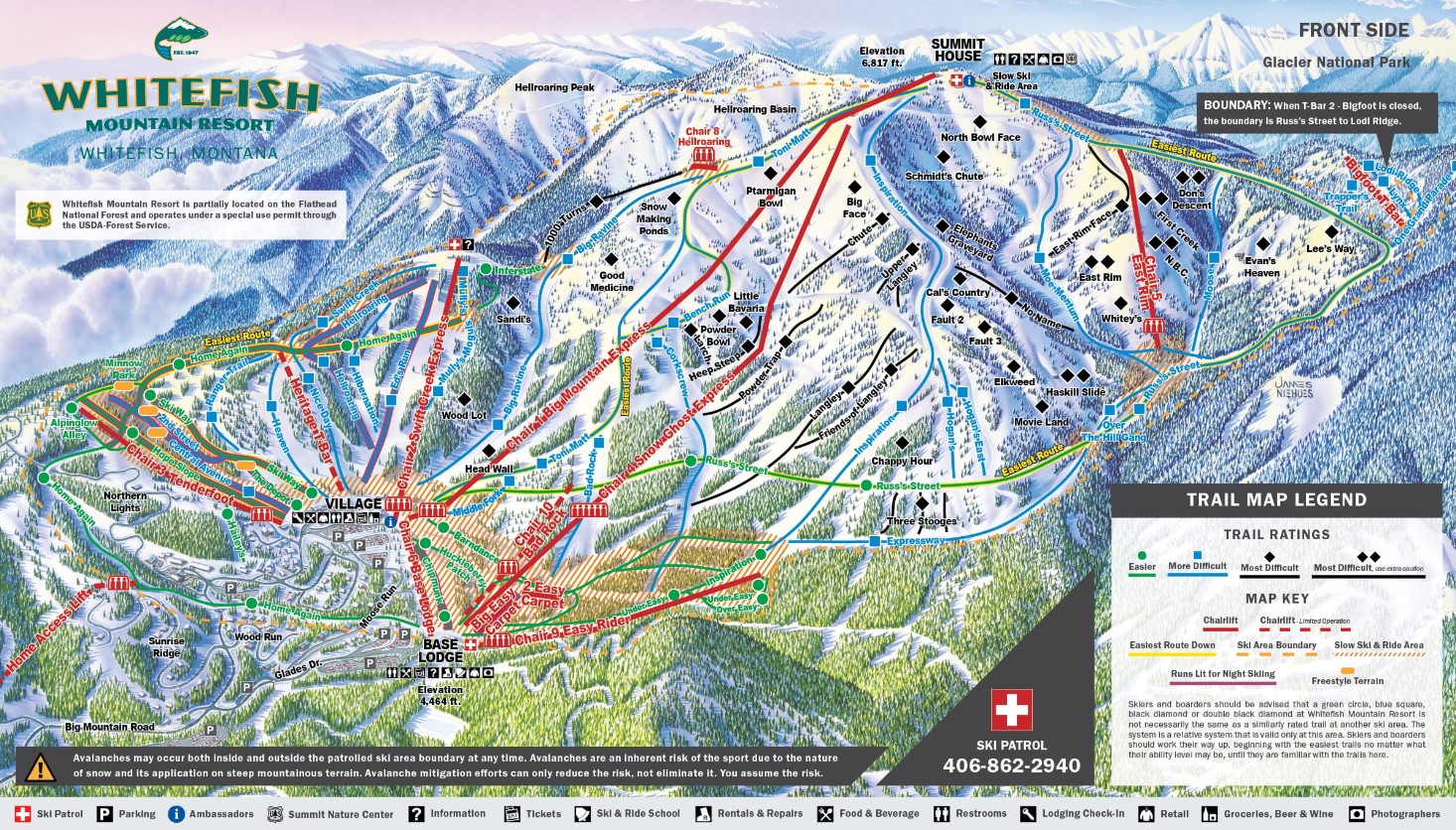 Trail Map of Whitefish Montana Ski Resort