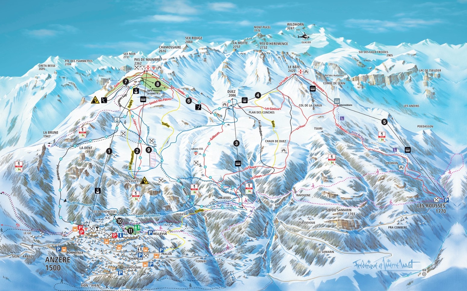 Trail Map Anzere Ski Resort Switzerland