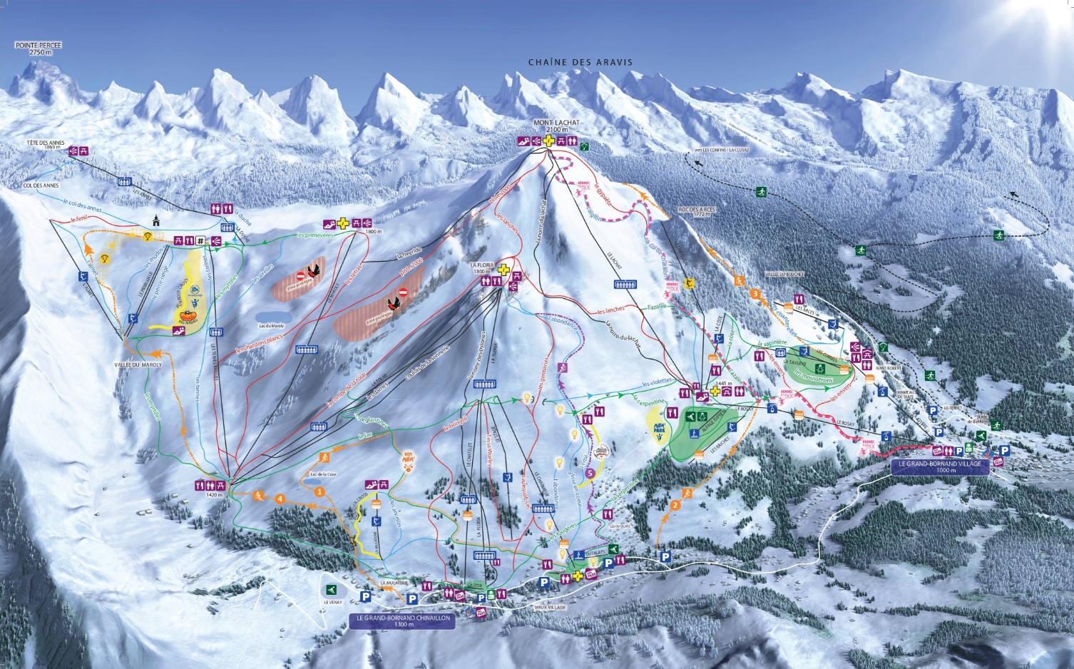 Le Grand Bornand Ski Area in France Trail Map
