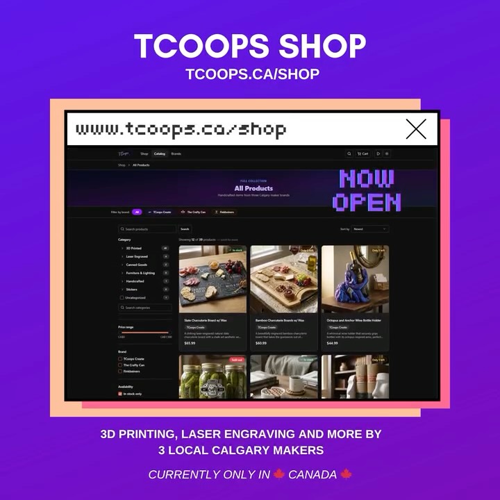 π The TCoops Shop is NOW OPEN! Now selling products from TCoops Create and The Crafty Can! π₯