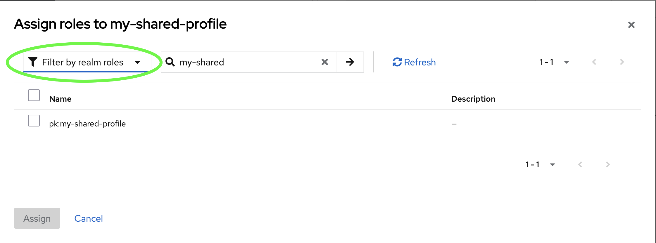 Filter by realm roles