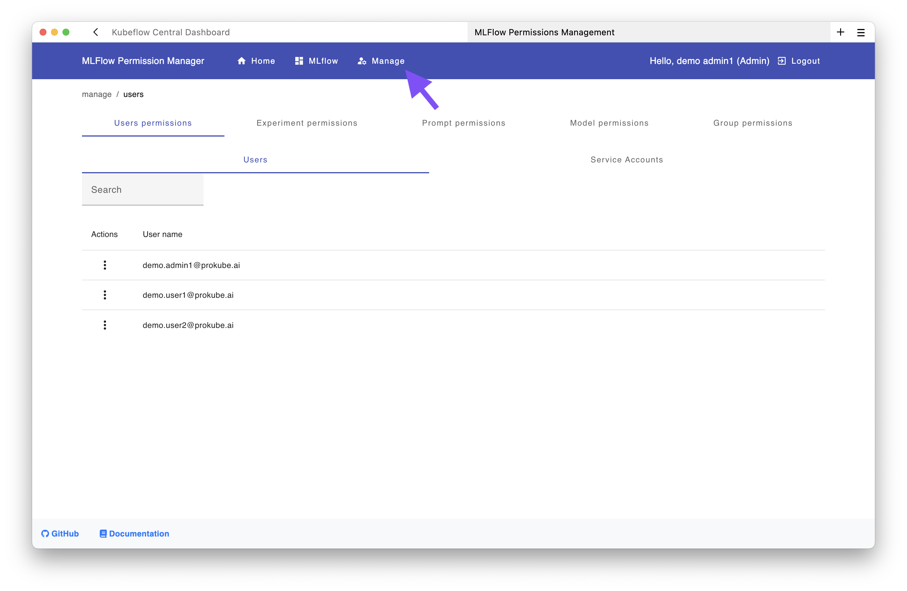 MLflow Management UI