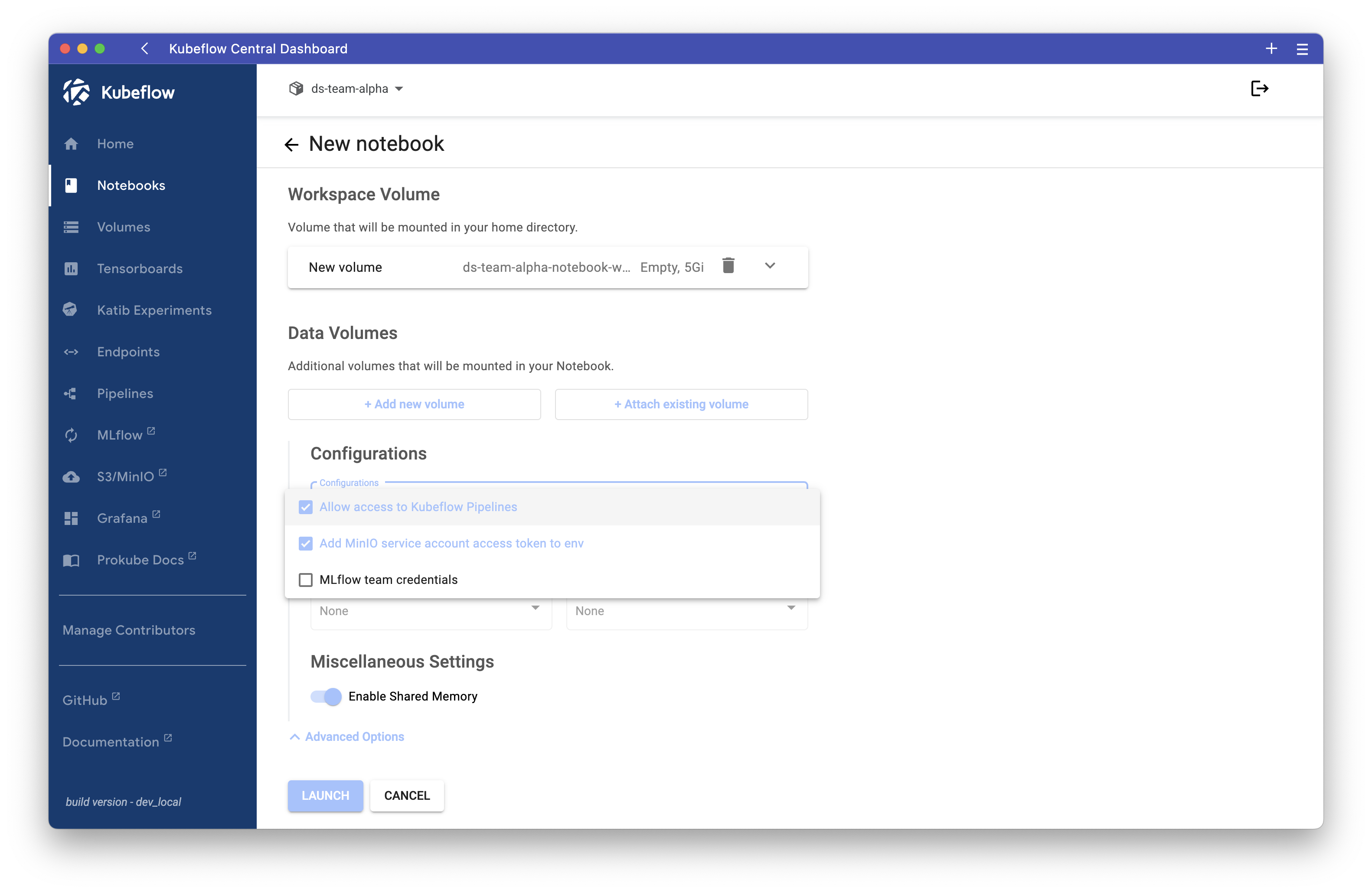Select PodDefault in Notebook