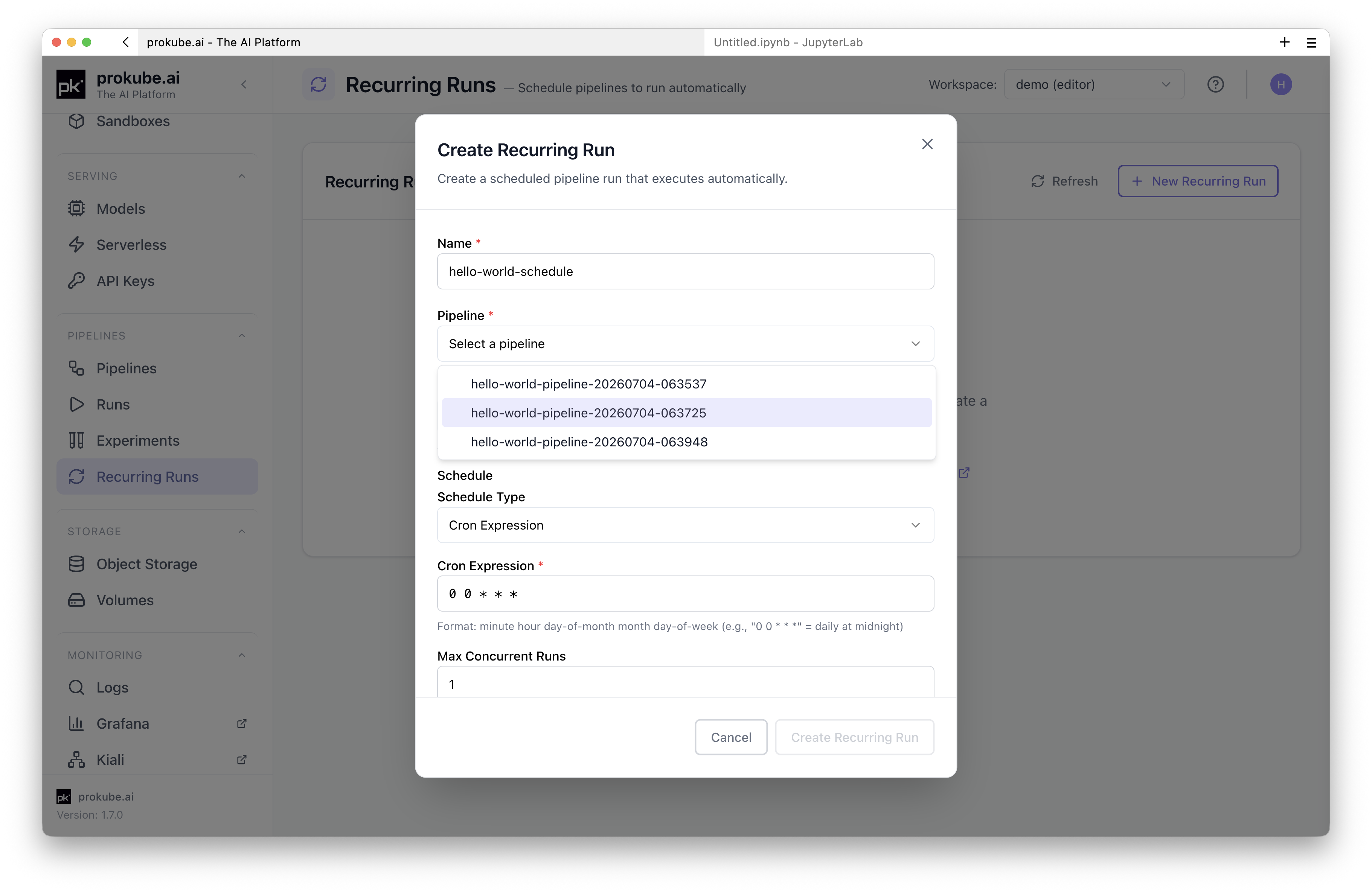 Schedule the Hello World pipeline