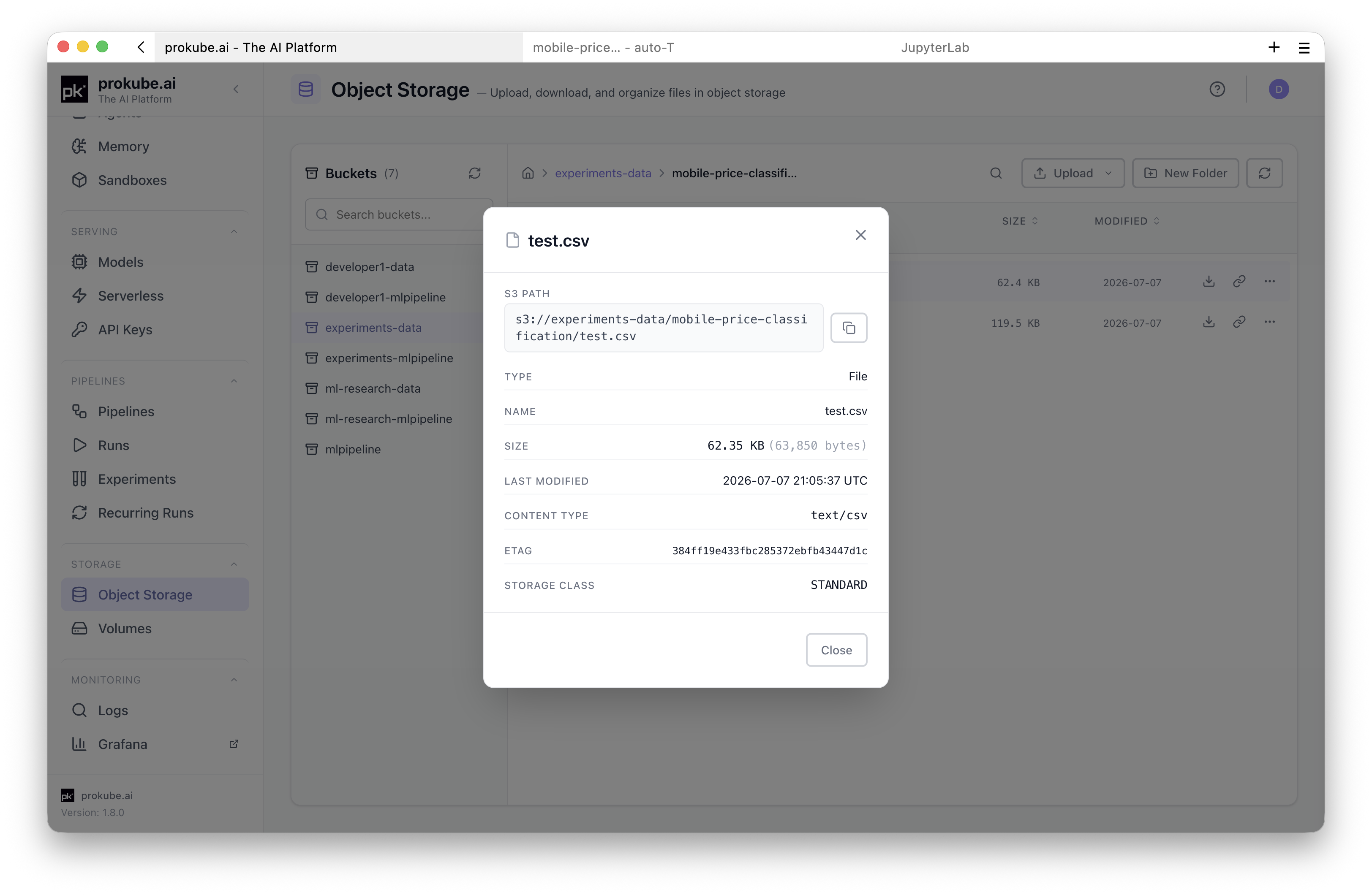 File Storage object actions